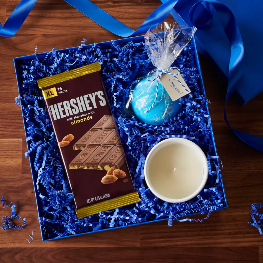 HERSHEY'S Milk Chocolate with Almonds XL Candy Bar inside gift box