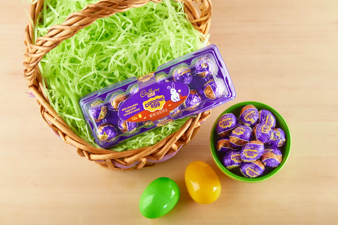 CADBURY CARAMEL EGG Mini Milk Chocolate Eggs inside Easter basket