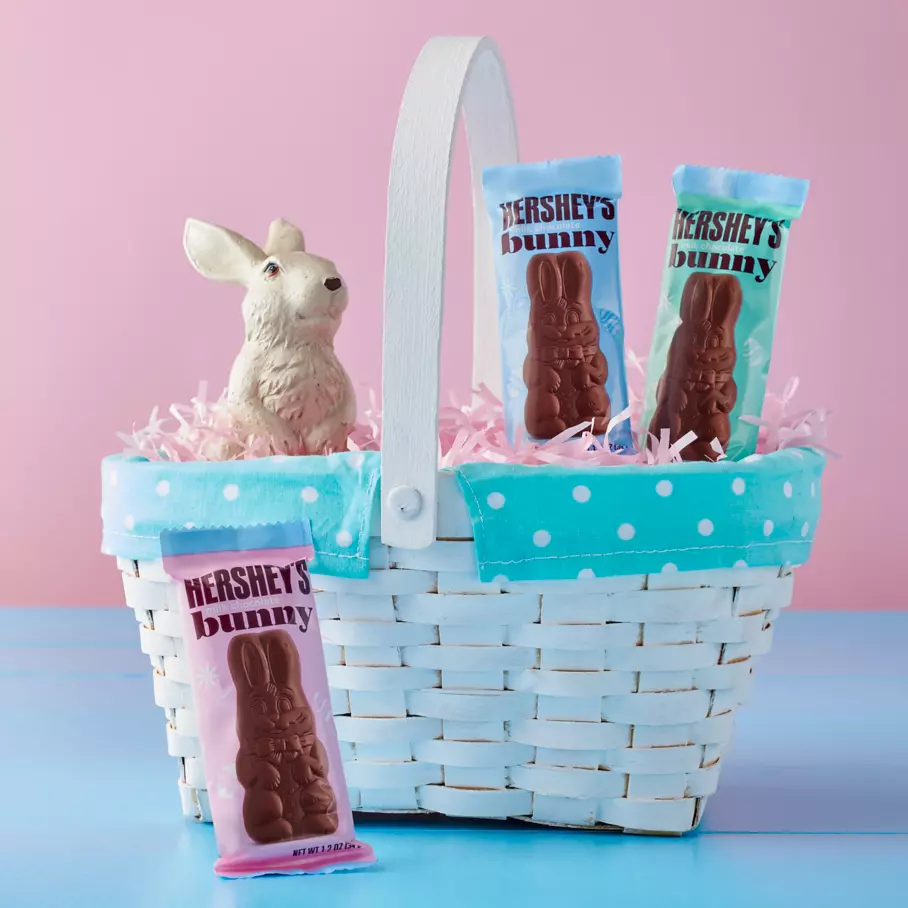 HERSHEY'S Milk Chocolate Bunnies inside Easter basket