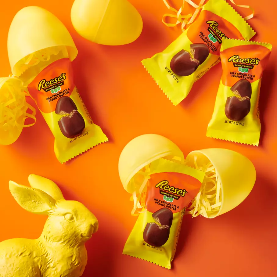 plastic easter eggs filled with reeses milk chocolate peanut butter eggs