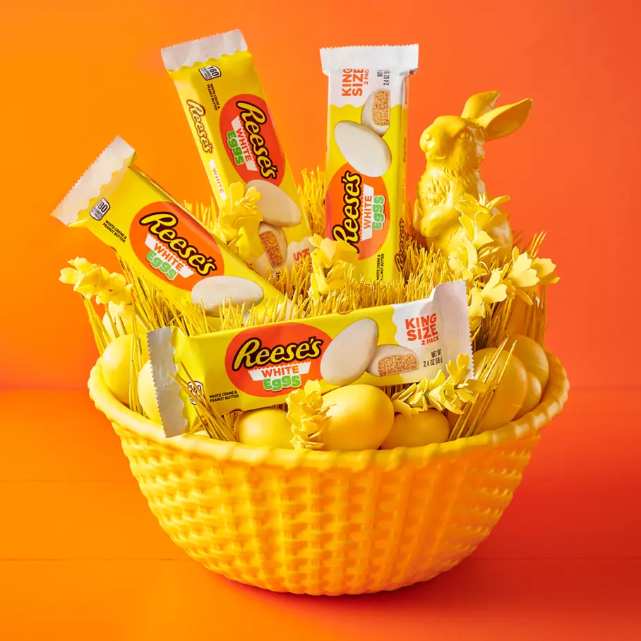 REESE'S White Creme Peanut Butter King Size Eggs inside Easter bowl