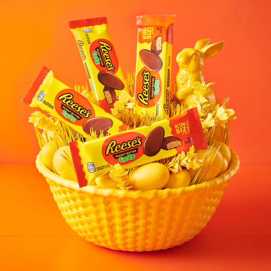 REESE'S Milk Chocolate Peanut Butter King Size Eggs inside Easter bowl