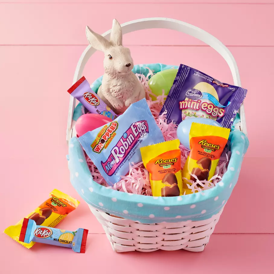 Hershey's Assorted Miniatures Candy inside Easter basket