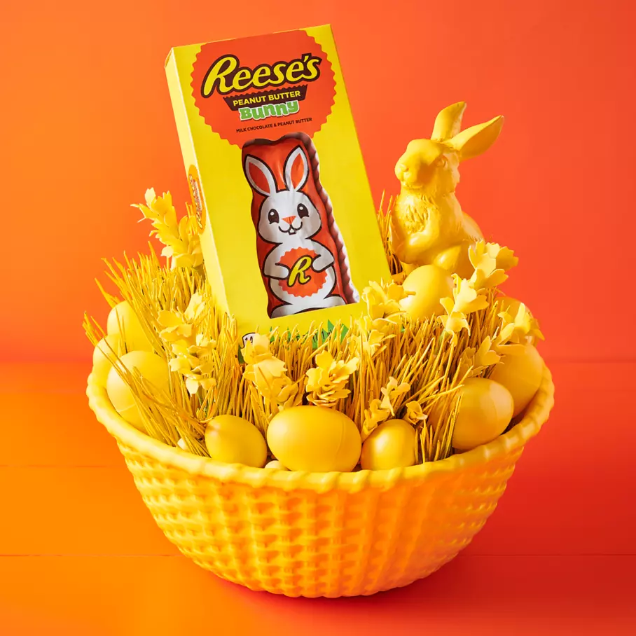 REESE'S Milk Chocolate Peanut Butter Bunny inside Easter bowl