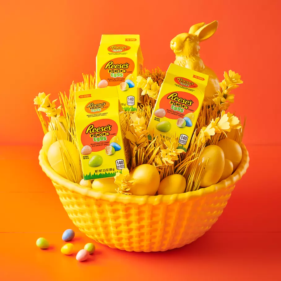 REESE'S PIECES Peanut Butter Eggs inside Easter bowl
