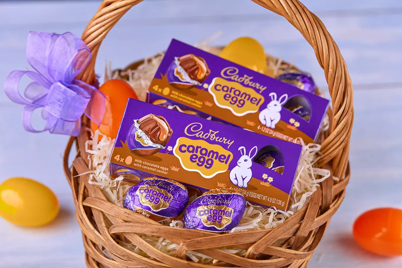 CADBURY CARAMEL EGG Milk Chocolate Eggs inside Easter basket