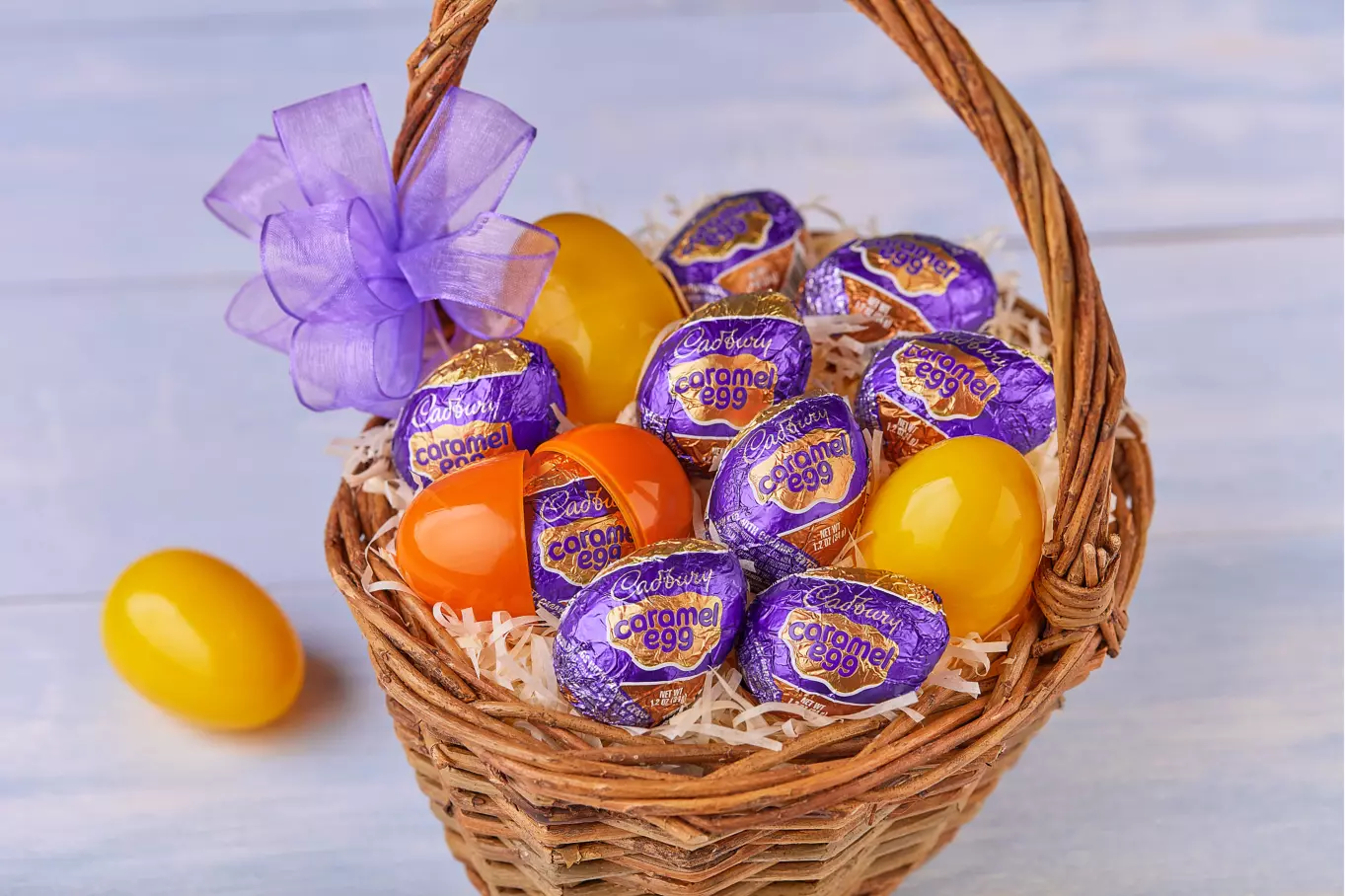 CADBURY CARAMEL EGG Milk Chocolate Eggs inside Easter basket