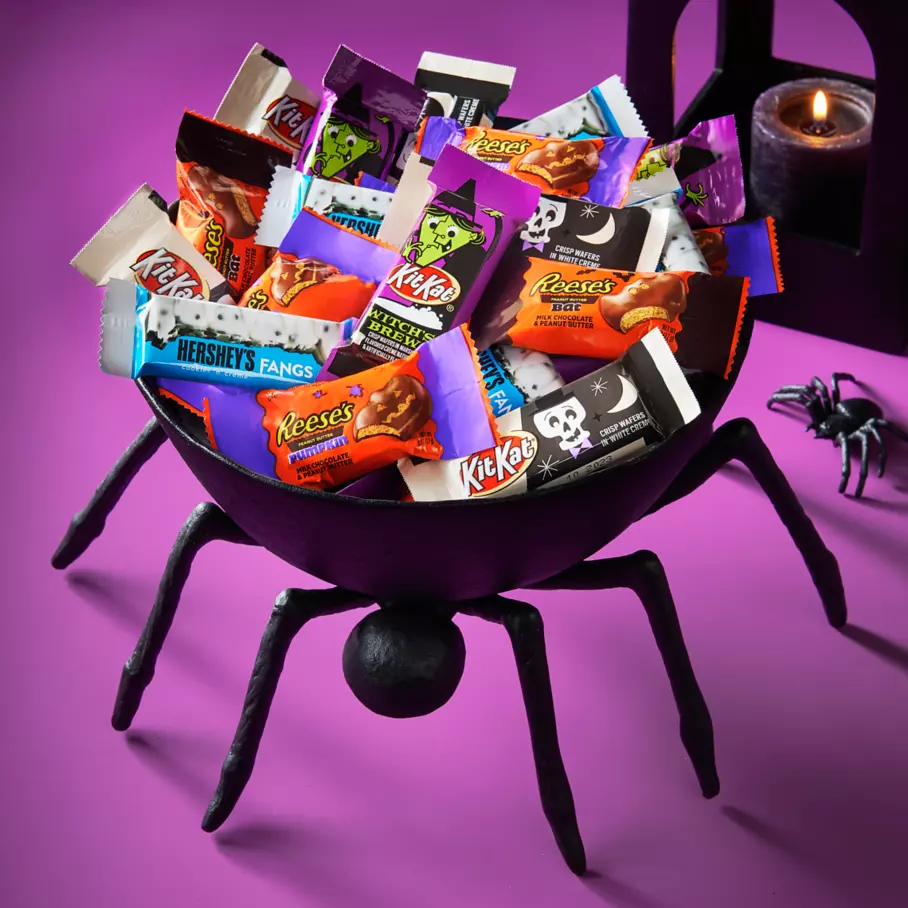 Spider bowl full of assorted hersheys snack size candy