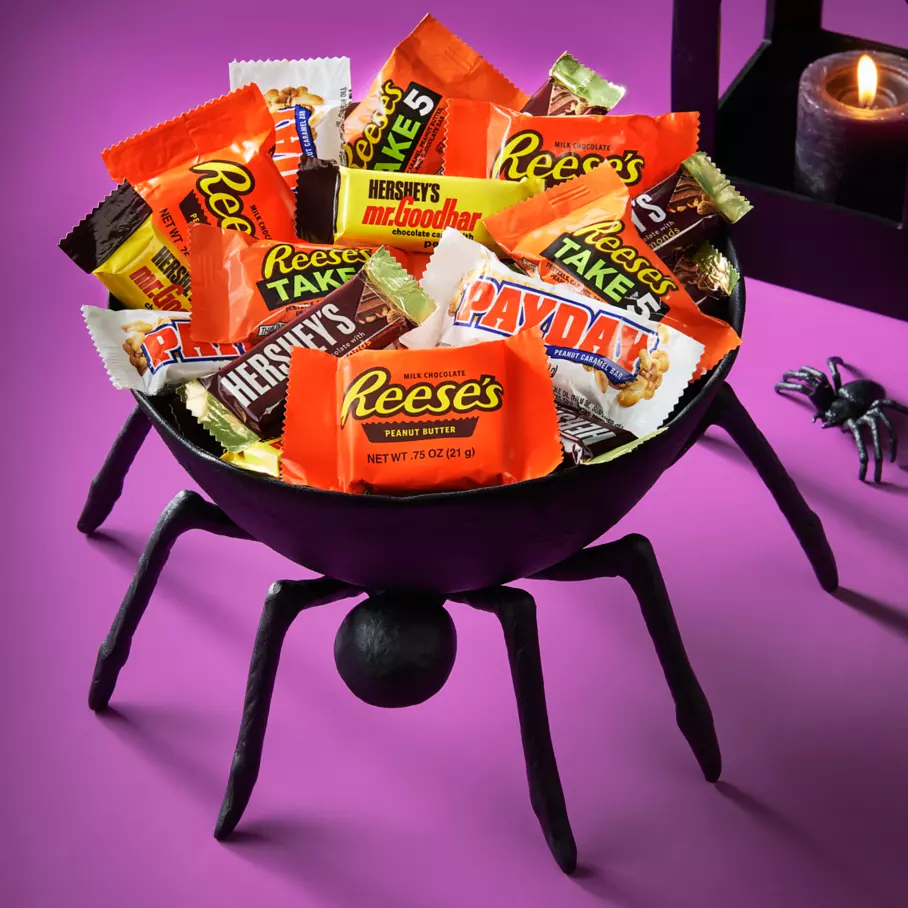 Spider bowl full of assorted hersheys halloween nut lovers snack size candy