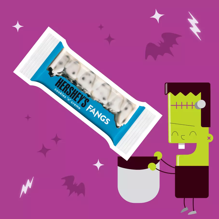 HERSHEY'S COOKIES 'N' CREME Snack Size Fangs, 9.45 oz bag
