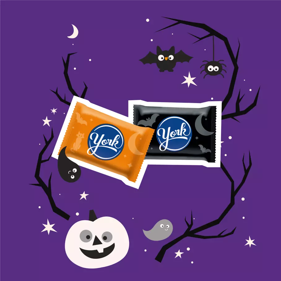 YORK Halloween Dark Chocolate Snack Size Peppermint Patties, 11.4 oz bag - Out of Package