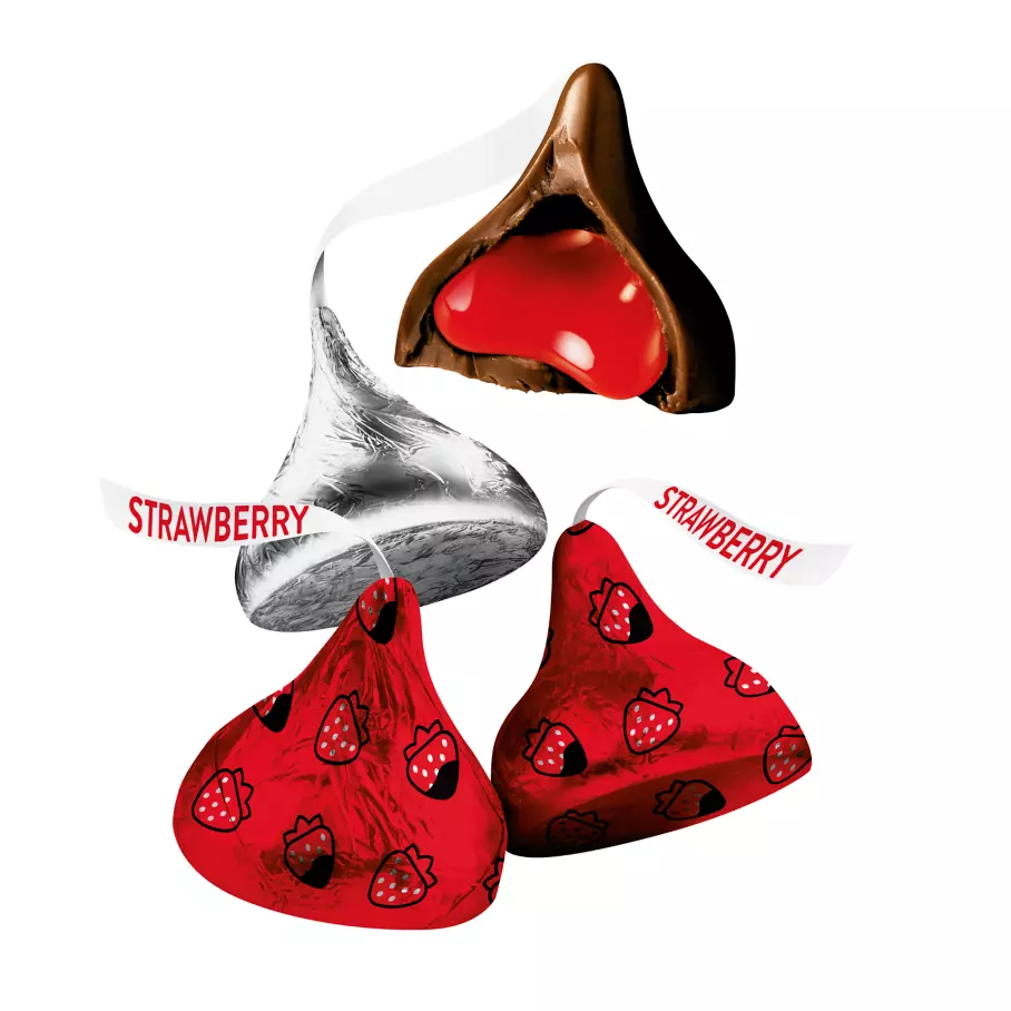 HERSHEY'S KISSES Chocolate Dipped Strawberry Candy, 7 oz bag - Out of Package