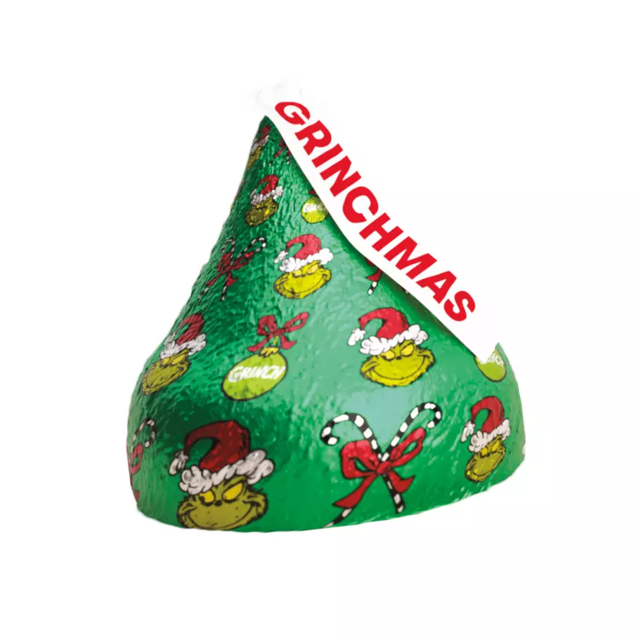 HERSHEY'S KISSES Milk Chocolates with Grinch® Foils, 1.45 oz box - Out of Package