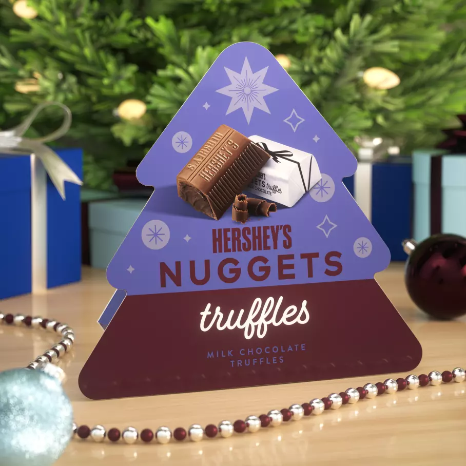HERSHEY'S NUGGETS Holiday Milk Chocolate Truffles Candy, 6.4 oz gift box