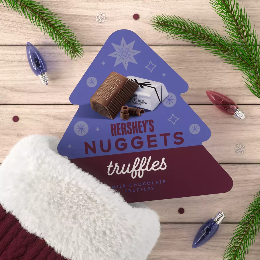 HERSHEY'S NUGGETS Holiday Milk Chocolate Truffles Candy, 6.4 oz gift box