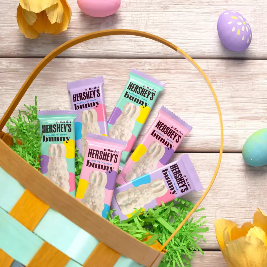 HERSHEY'S Cookies 'N' Creme Polka Dot Bunnies, 1.2 oz, 6 pack