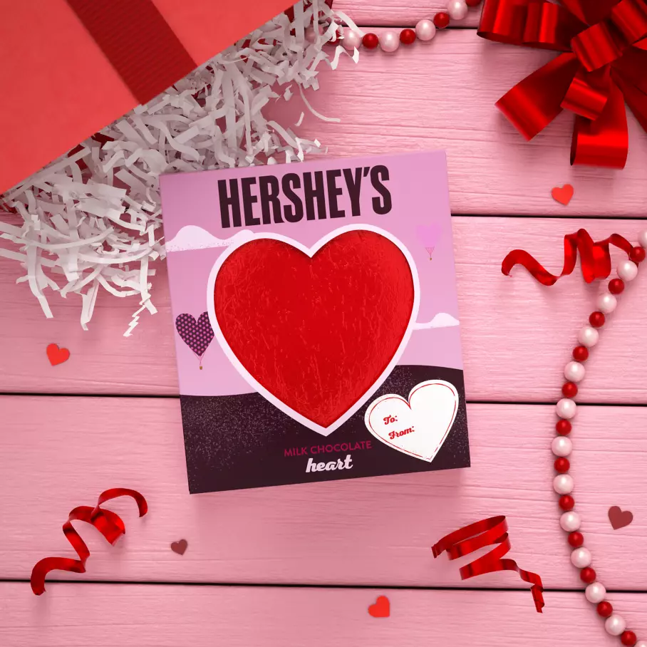 HERSHEY'S Milk Chocolate Heart on decorated table