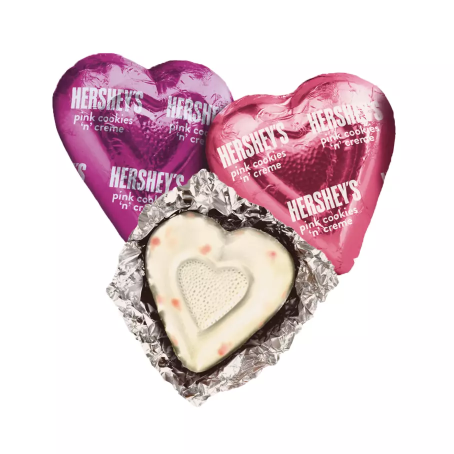 HERSHEY'S Cookies 'N' Creme Pink Hearts, 8.8 oz bag