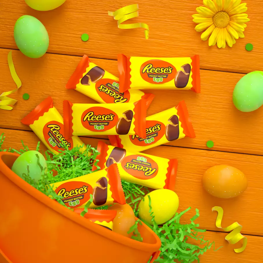 REESE'S Milk Chocolate Peanut Butter Eggs inside Easter bucket