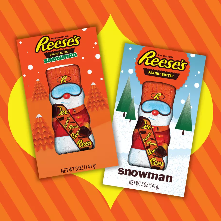REESE'S Milk Chocolate Peanut Butter Snowman, 5 oz box - Out of Package