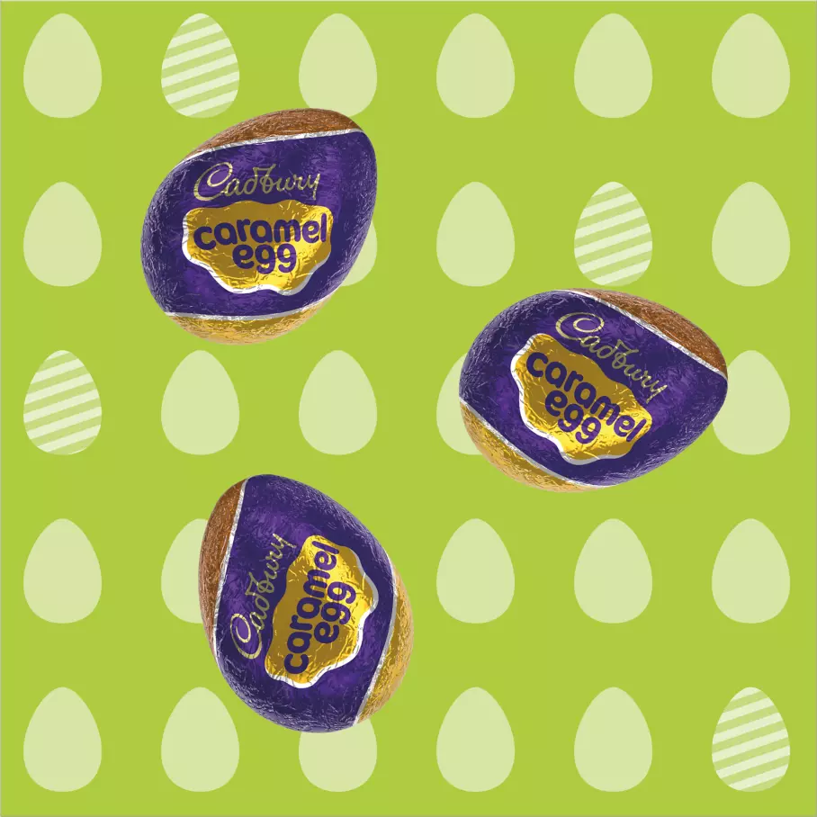 CADBURY CARAMEL EGG Mini Milk Chocolate Eggs, 3.84 oz, 12 count carton - Out of Package