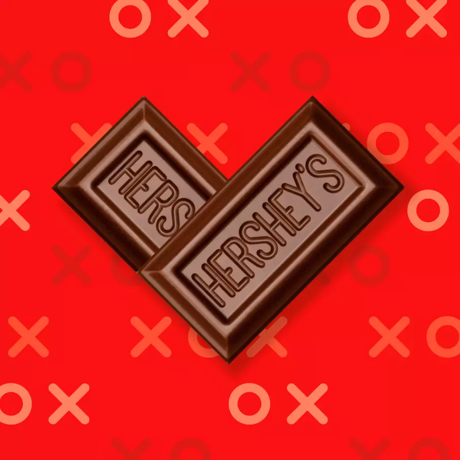 HERSHEY'S Valentine's Milk Chocolate Snack Size Candy Bars, 12.6 oz bag, 28 pieces - Out of Package