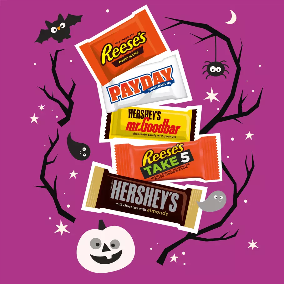 Hershey Halloween Nut Lovers Snack Size Assortment, 25.8 oz bag, 50 pieces - Out of Package
