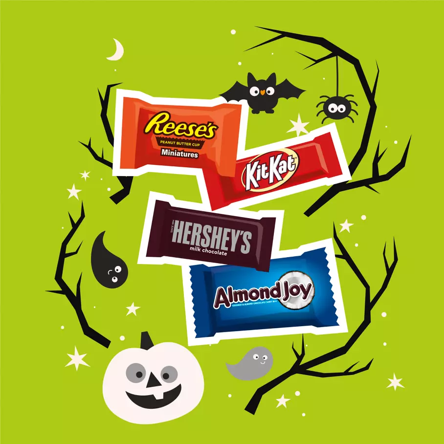 Hershey Halloween Chocolate Snack Size Assortment, 14.46 oz bag, 45 pieces - Out of Package