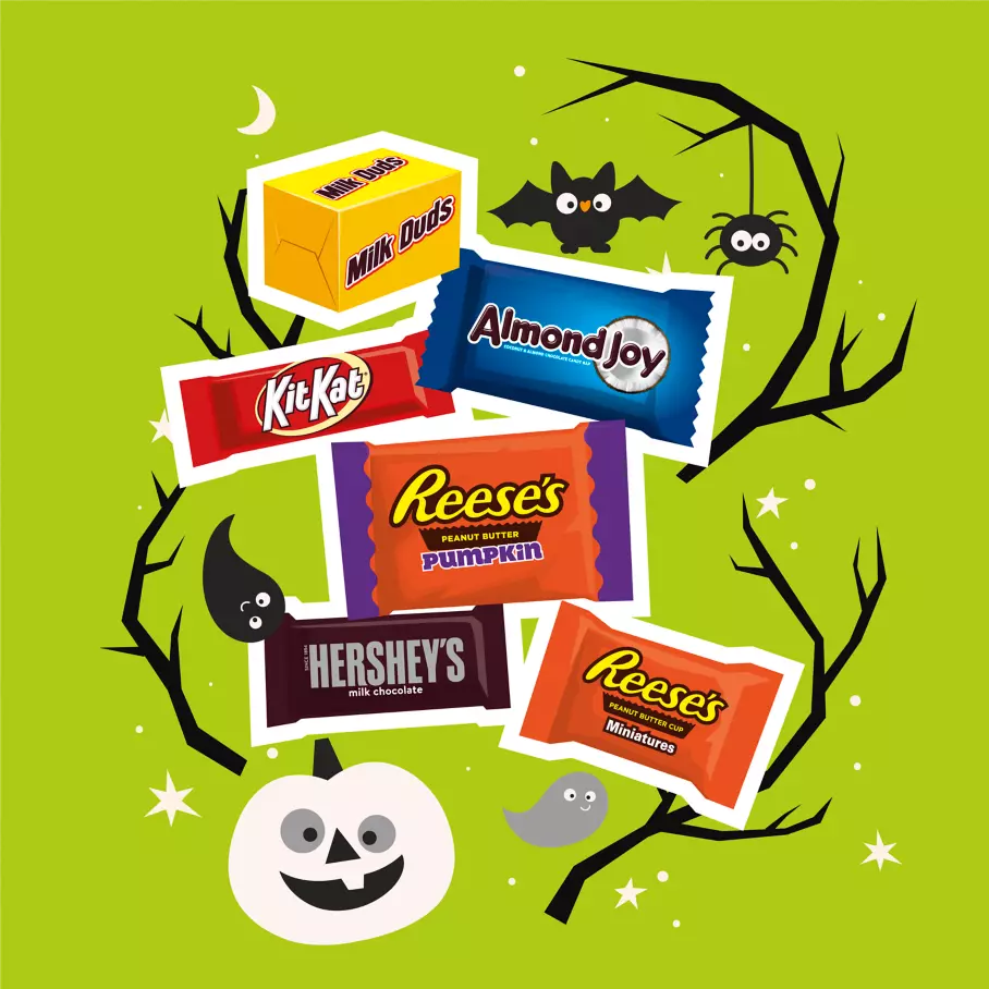 Hershey Halloween Chocolate Snack Size Assortment, 33.3 oz bag, 90 pieces - Out of Package