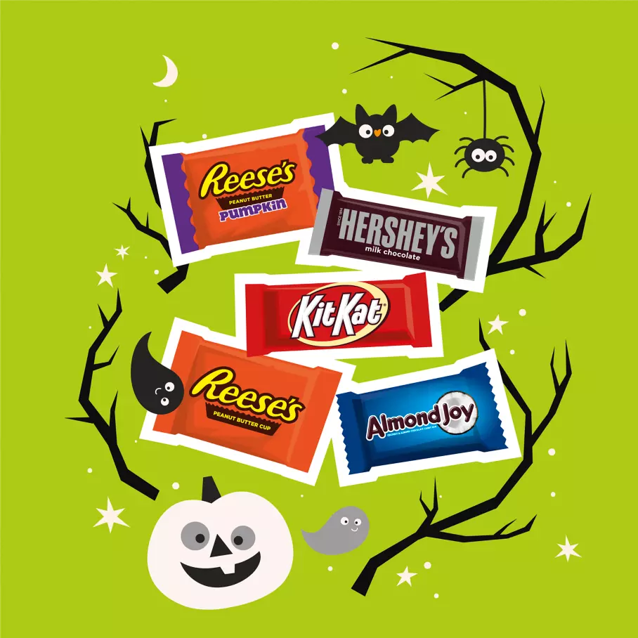 Hershey Halloween Chocolate Snack Size Assortment, 47.35 oz bag, 90 pieces - Out of Package
