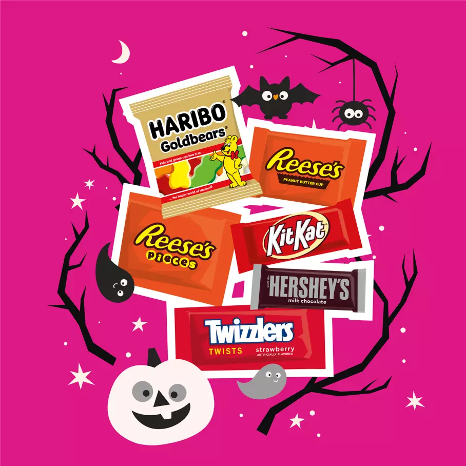 Hershey Halloween Chocolate & Sweets Snack Size Assortment, 25.8 oz bag, 60 pieces - Out of Package