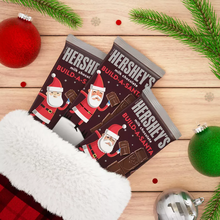 christmas stocking filled with hersheys build a santa milk chocolate xl candy bars