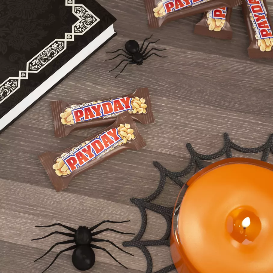 PAYDAY Halloween Chocolatey Covered Peanut and Caramel Snack Size Candy