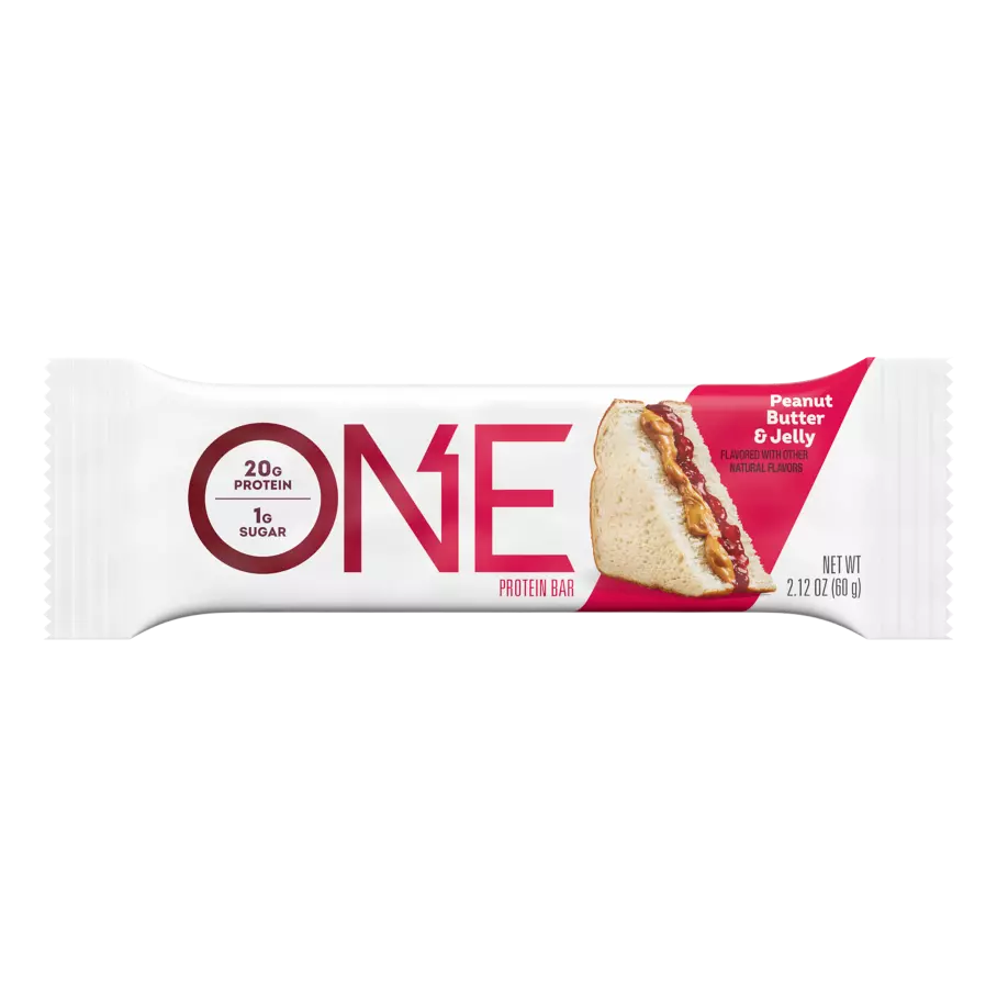 ONE BARS Peanut Butter & Jelly Flavored Protein Bar, 2.12 oz - Front of Package