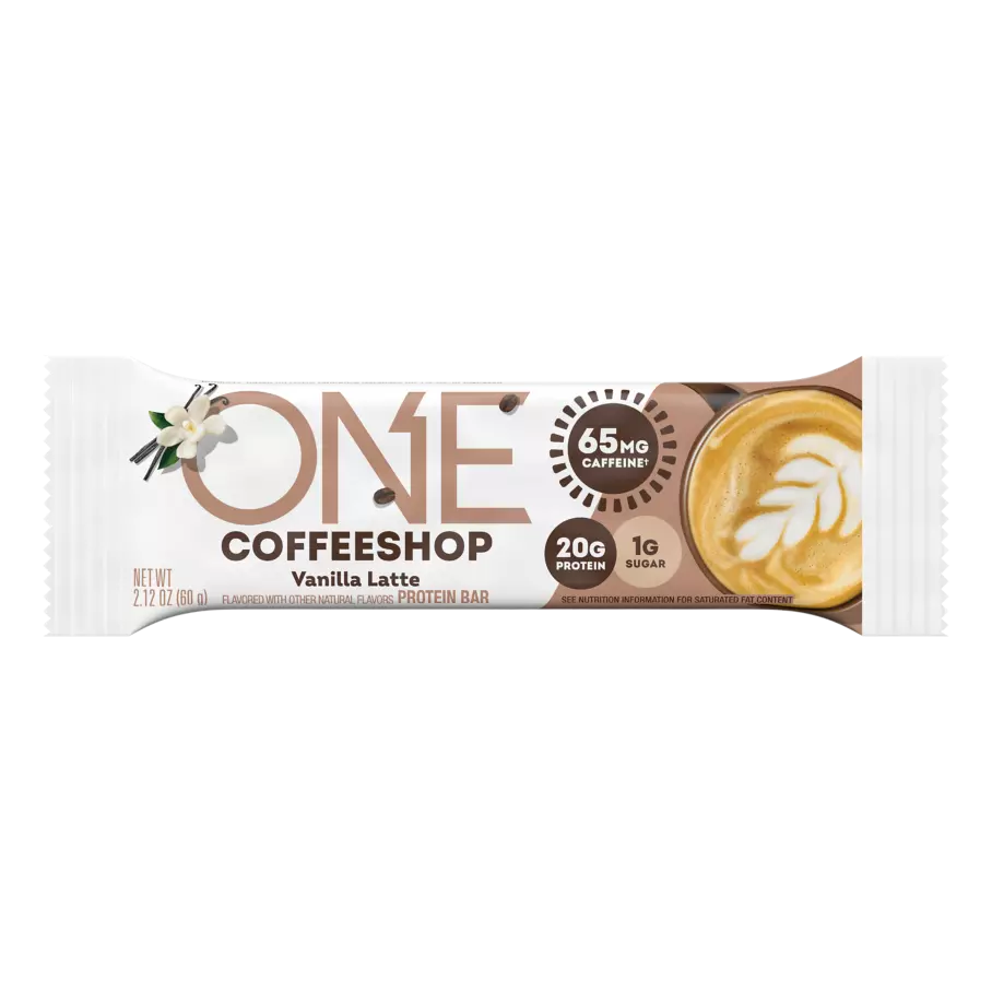 ONE COFFEE SHOP Vanilla Latte Flavored Protein Bar, 2.12 oz - Front of Package