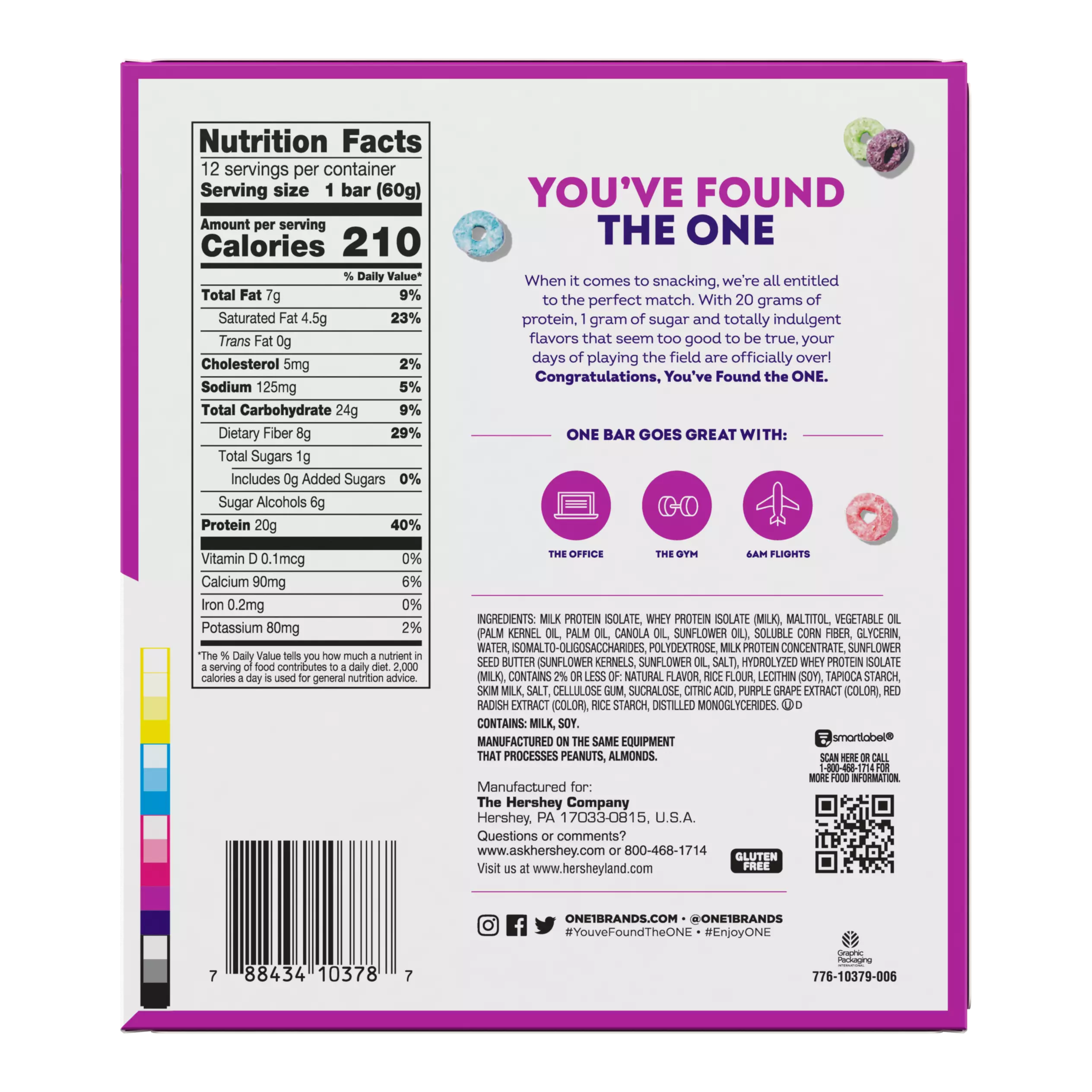 ONE BARS Fruity Cereal Flavored Protein Bars, 2.12 oz, 12 count box - Nutritional