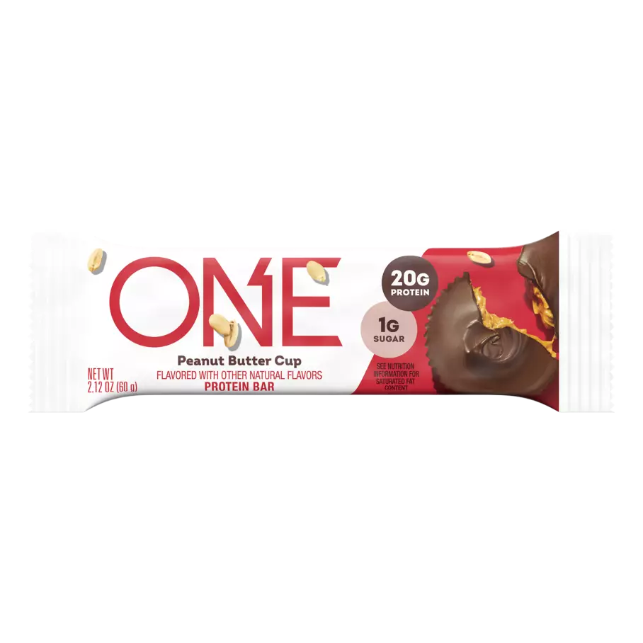 ONE BARS Peanut Butter Cup Flavored Protein Bar, 2.12 oz - Front of Package