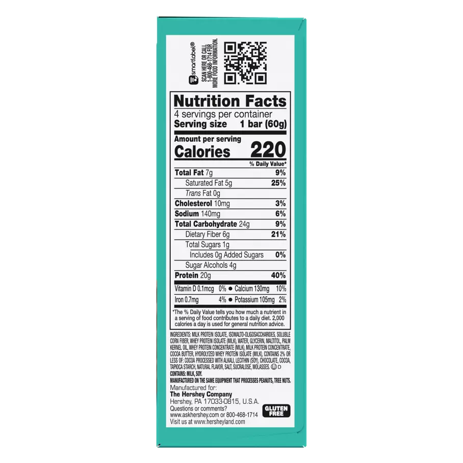 ONE BARS Chocolate Chip Cookie Dough Flavored Protein Bars, 2.12 oz, 4 count box - Nutritional