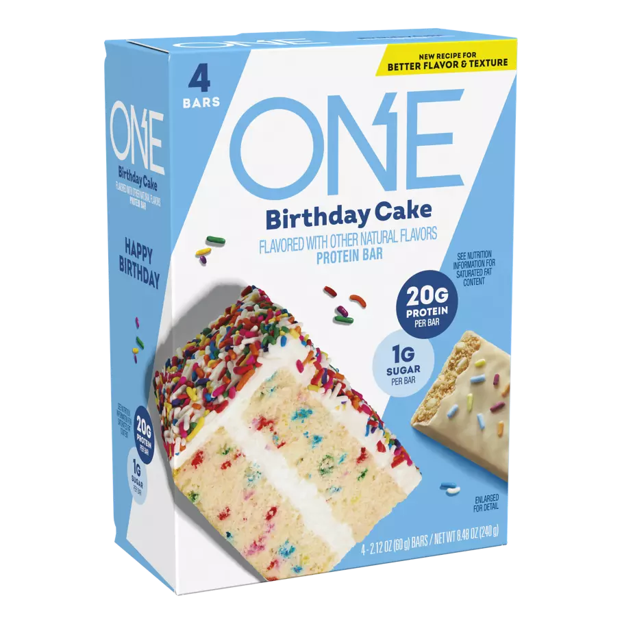 ONE BARS Birthday Cake Flavored Protein Bars, 2.12 oz, 4 count box