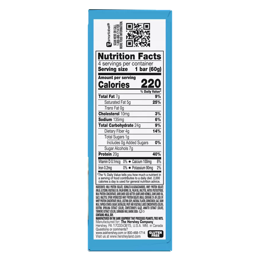 ONE BARS Birthday Cake Flavored Protein Bars, 2.12 oz, 4 count box - Nutritional