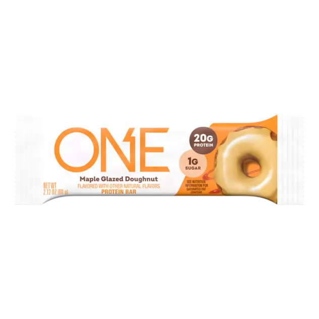 ONE BARS Maple Glazed Doughnut Flavored Protein Bar, 2.12 oz - Front of Package