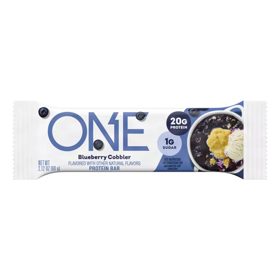 ONE BARS Blueberry Cobbler Flavored Protein Bar, 2.12 oz - Front of Package