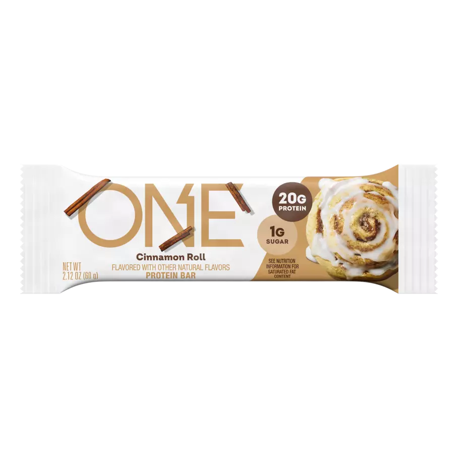 ONE BARS Cinnamon Roll Flavored Protein Bar, 2.12 oz - Front of Package