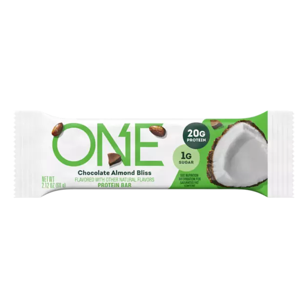 ONE BARS Chocolate Almond Bliss Flavored Protein Bar, 2.12 oz - Front of Package