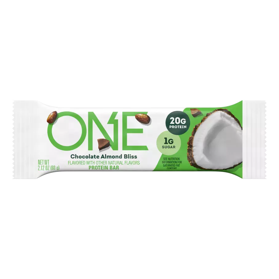 ONE BARS Chocolate Almond Bliss Flavored Protein Bar, 2.12 oz - Front of Package