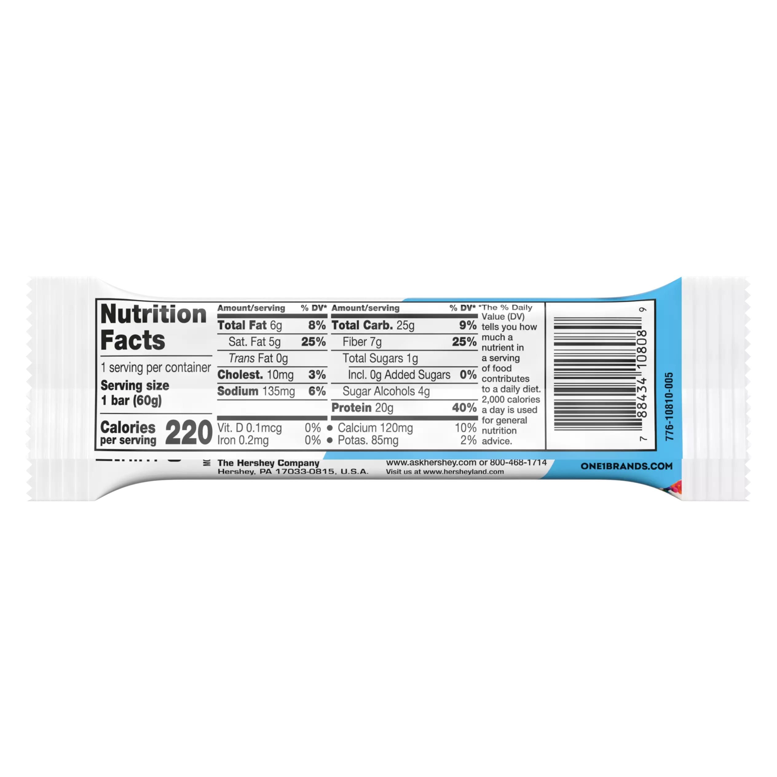 ONE BARS Birthday Cake Flavored Protein Bar, 2.12 oz - Nutritional