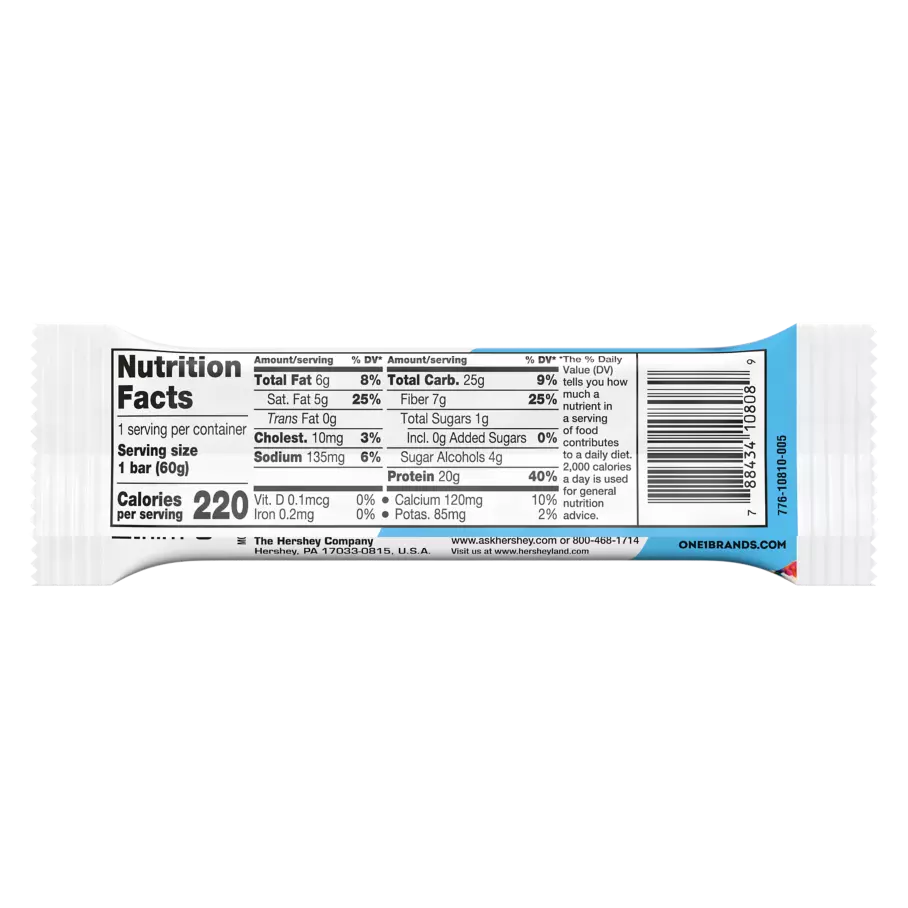 ONE BARS Birthday Cake Flavored Protein Bar, 2.12 oz - Nutritional