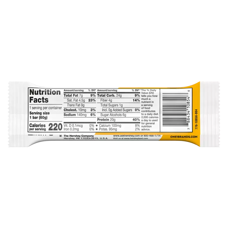 ONE BARS Lemon Cake Flavored Protein Bar, 2.12 oz - Nutritional