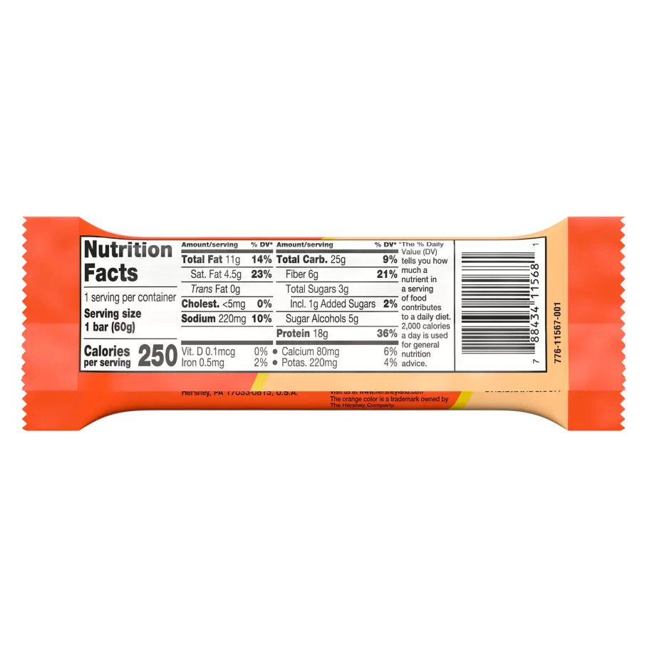 ONE REESE'S Peanut Butter Lovers Flavored Protein Bar, 2.12 oz - Nutritional