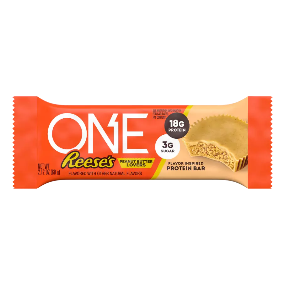 ONE REESE'S Peanut Butter Lovers Flavored Protein Bars, 2.12 oz, 12 count box - Out of Package